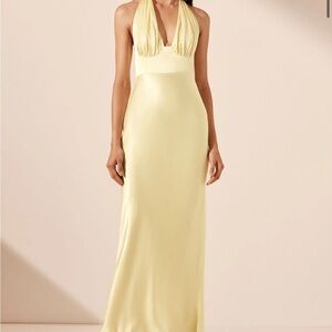 Shona Joy Light Yellow Backless Maxi Dress